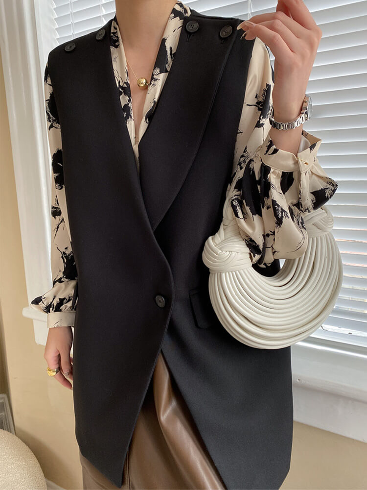 2WAY アンシンメトリー セミロング丈 ベスト