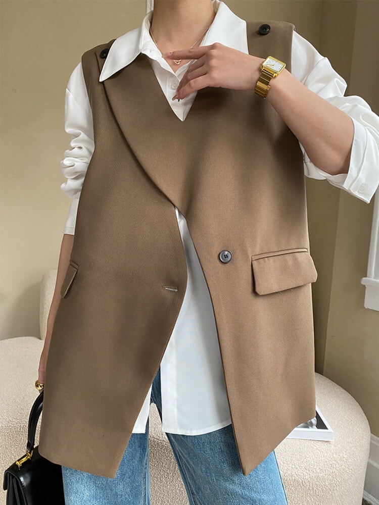 2WAY アンシンメトリー セミロング丈 ベスト