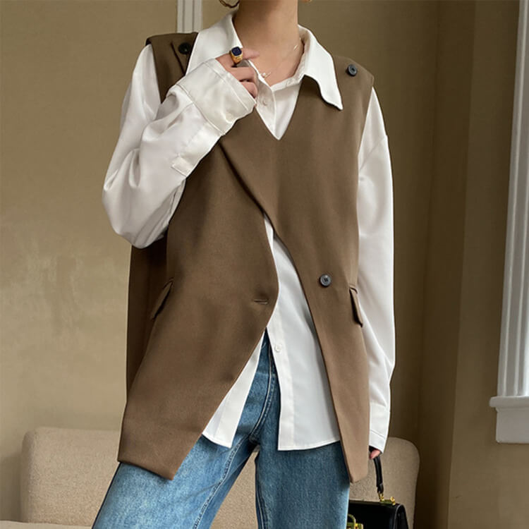 2WAY アンシンメトリー セミロング丈 ベスト