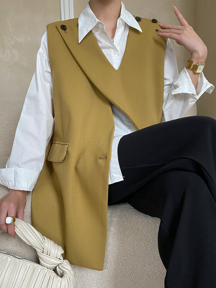 2WAY アンシンメトリー セミロング丈 ベスト