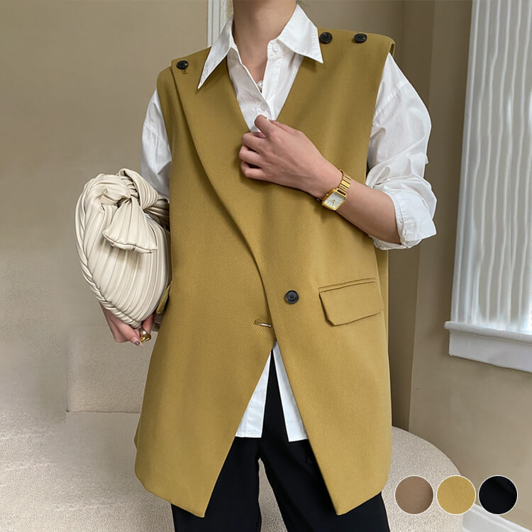 2WAY アンシンメトリー セミロング丈 ベスト