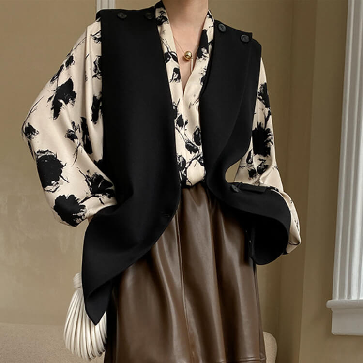 2WAY アンシンメトリー セミロング丈 ベスト