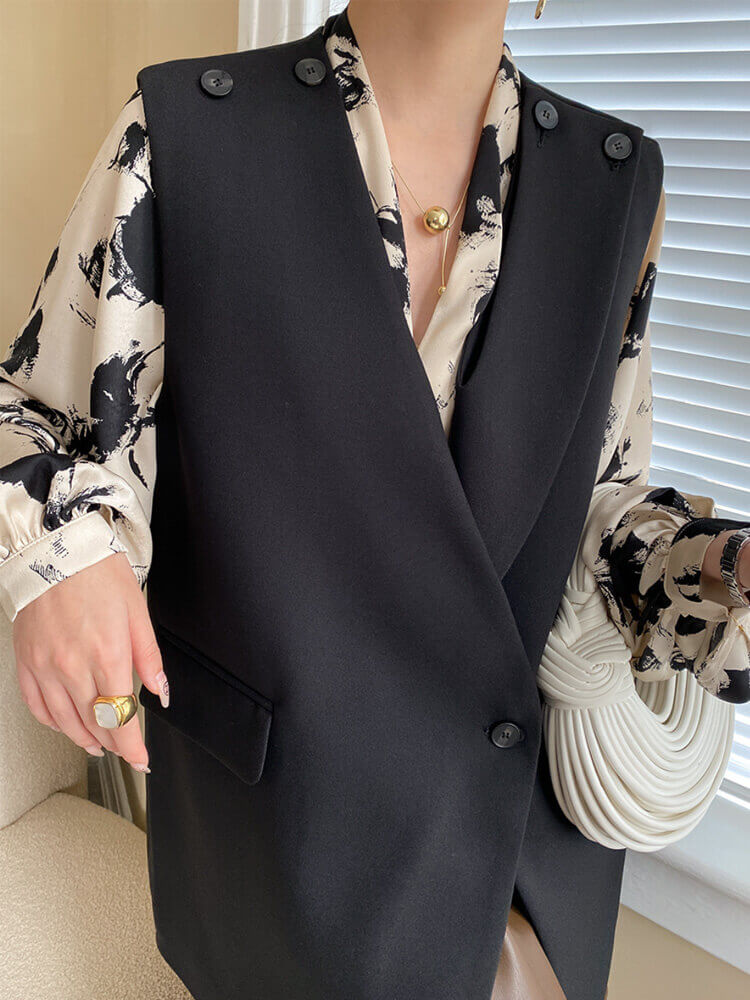 2WAY アンシンメトリー セミロング丈 ベスト