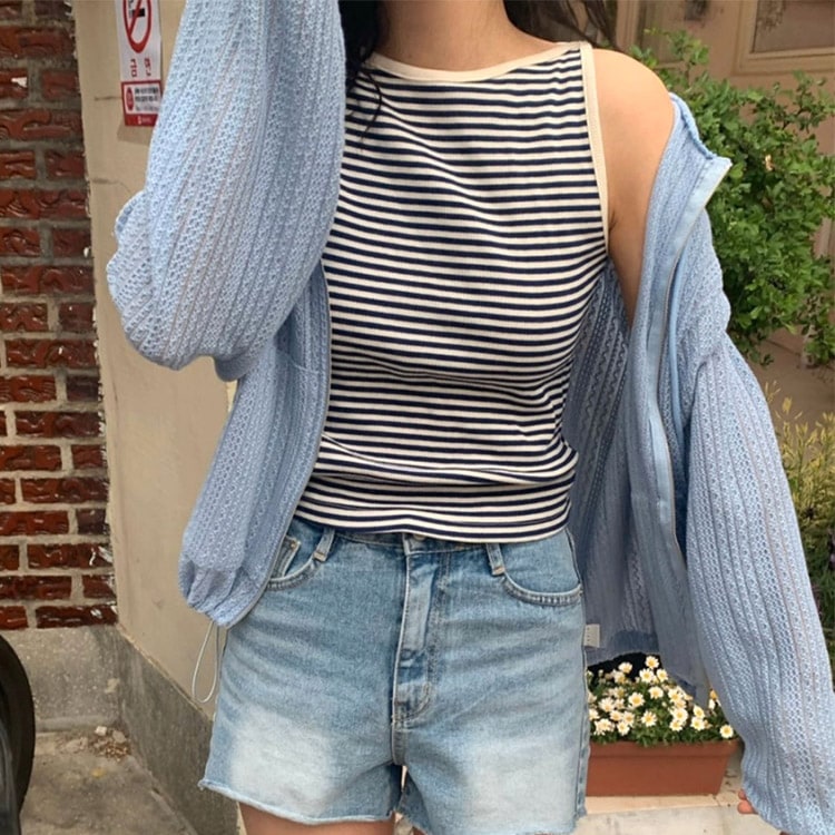 フード付き シースルーレース編み 長袖 クロシェパーカー