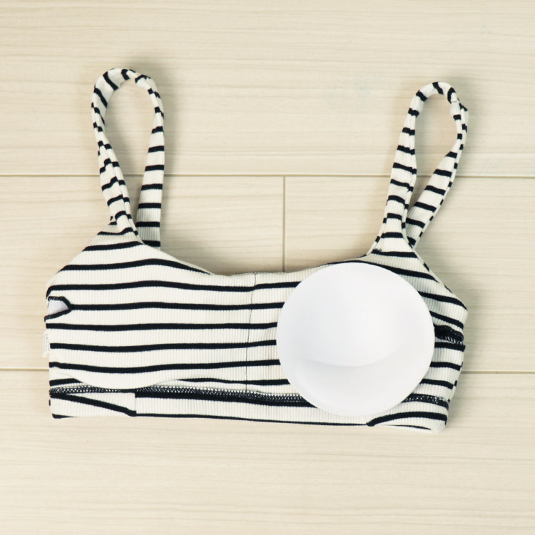 トップス付き ボーダー柄 ハイウエスト ビキニ 水着 セット