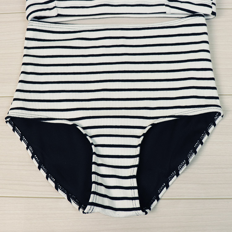 トップス付き ボーダー柄 ハイウエスト ビキニ 水着 セット