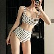 トップス付き ボーダー柄 ハイウエスト ビキニ 水着 セット