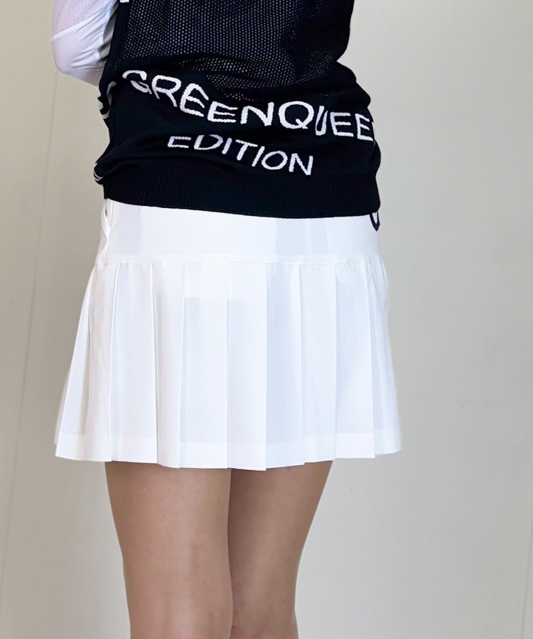 韓国ゴルフウェア レタリング刺繍 プリーツスカート