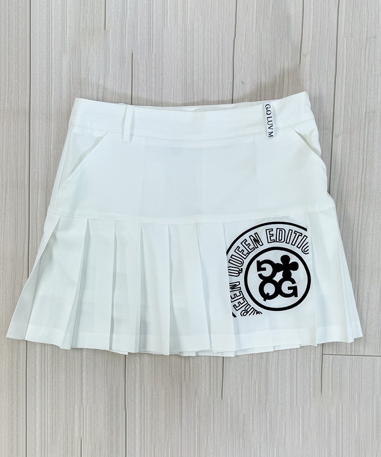 韓国ゴルフウェア レタリング刺繍 プリーツスカート