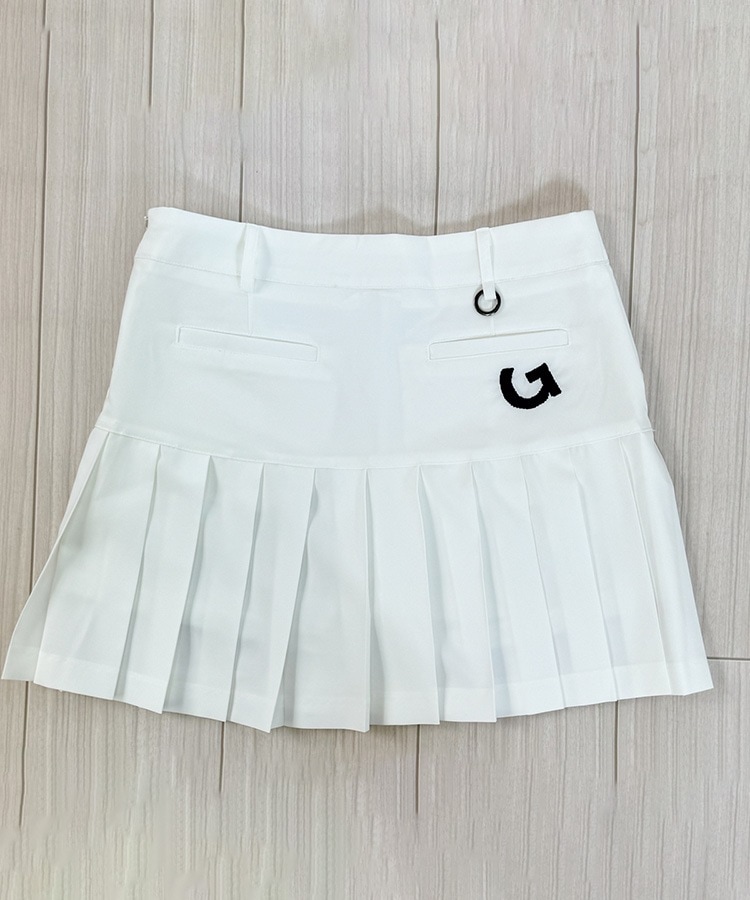 韓国ゴルフウェア レタリング刺繍 プリーツスカート