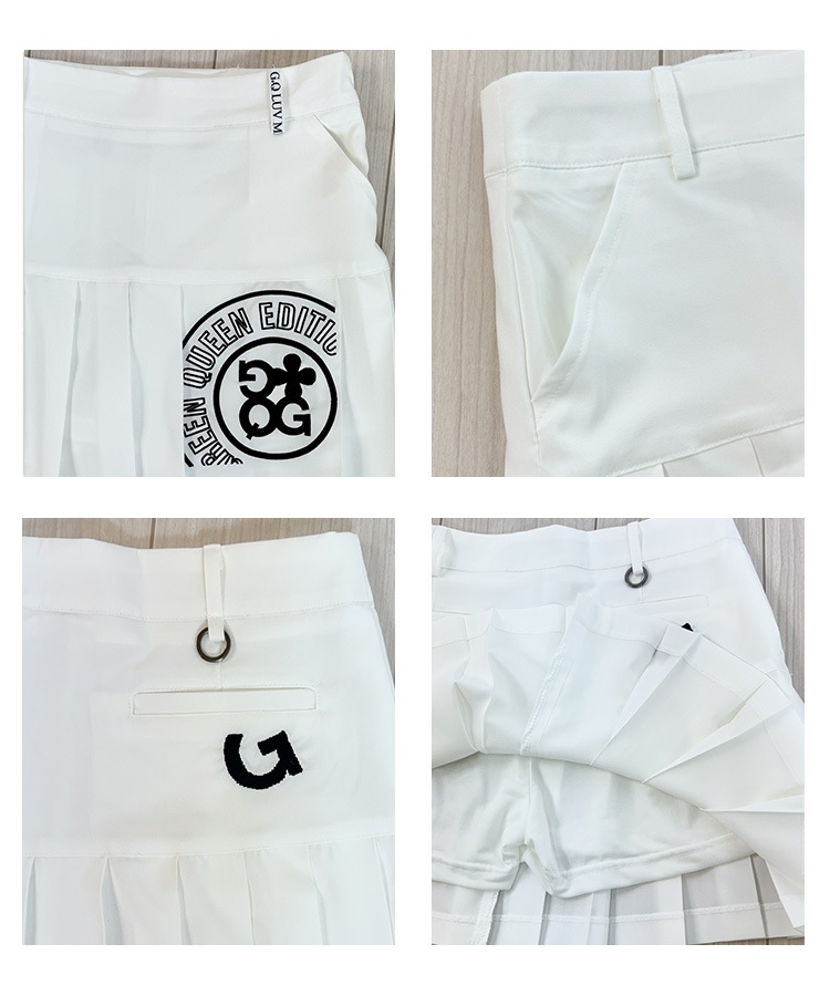 韓国ゴルフウェア レタリング刺繍 プリーツスカート