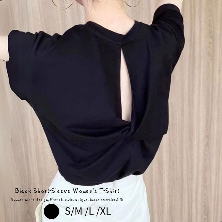 背中開き バッククロス 半袖 Tシャツ

