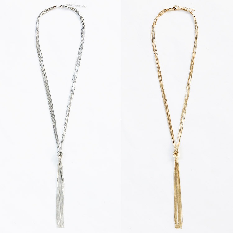 ツイストデザイン 7連 ロングチェーン ネックレス