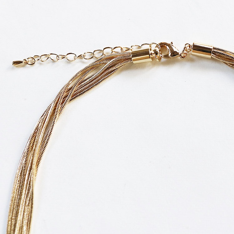 ツイストデザイン 7連 ロングチェーン ネックレス