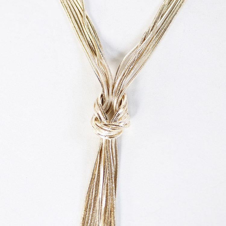 ツイストデザイン 7連 ロングチェーン ネックレス