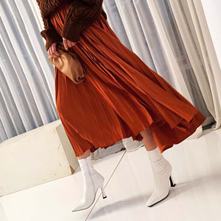 ポインテッドトゥ ハイヒール ミドルブーツ