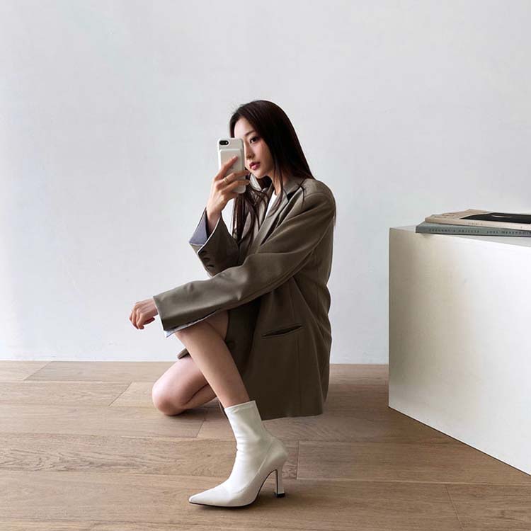 ポインテッドトゥ ハイヒール ミドルブーツ