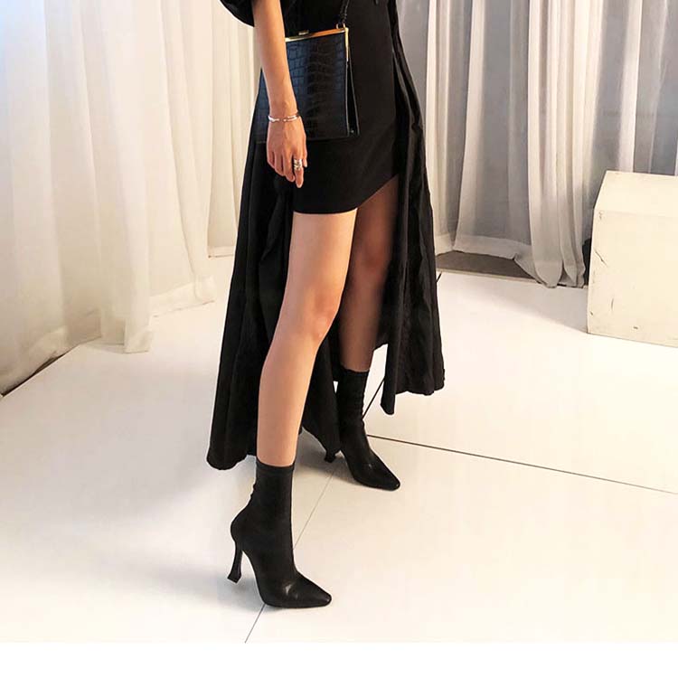 ポインテッドトゥ ハイヒール ミドルブーツ