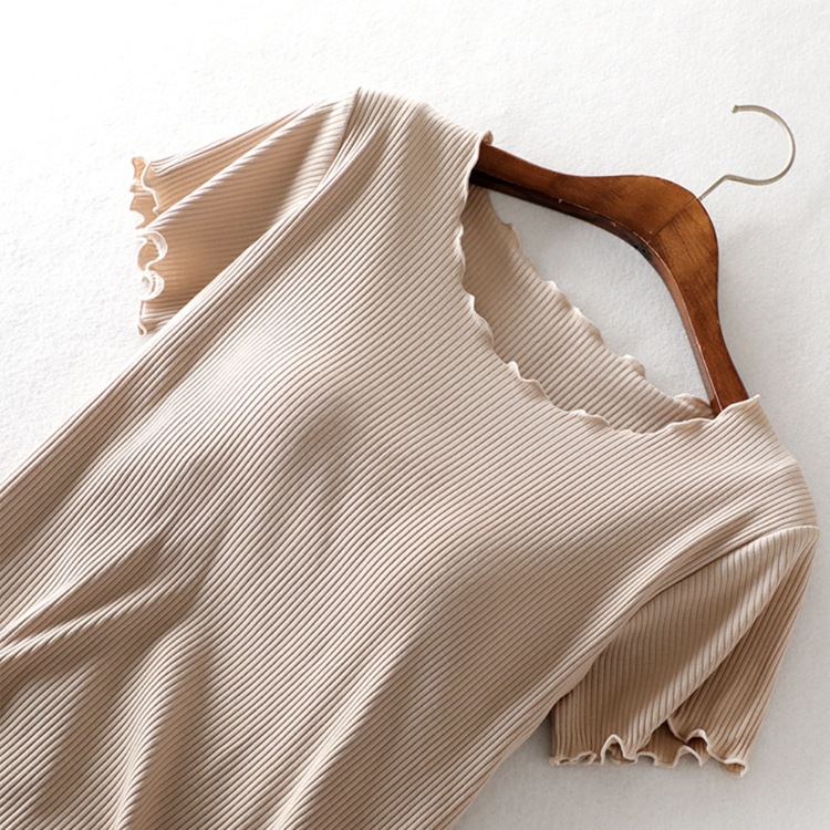 M-3L てろんと感 ブラカップ付き 半袖 七分丈 ルームウェア