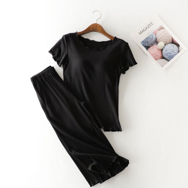 M-3L てろんと感 ブラカップ付き 半袖 七分丈 ルームウェア