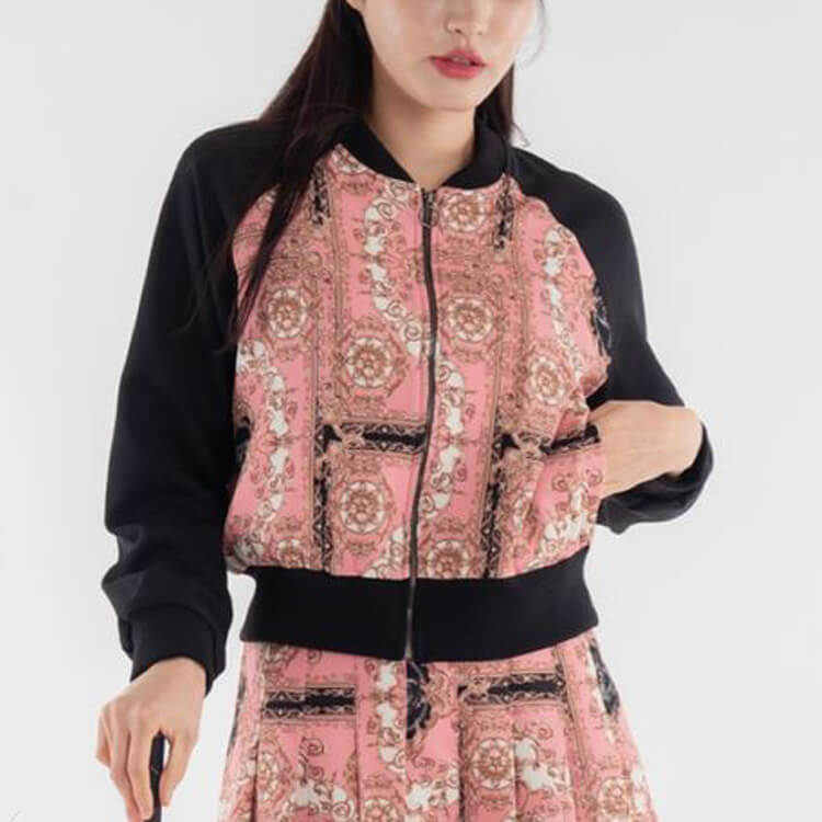 韓国ゴルフウェア スカーフ柄 MA-1 ジャケット アウター