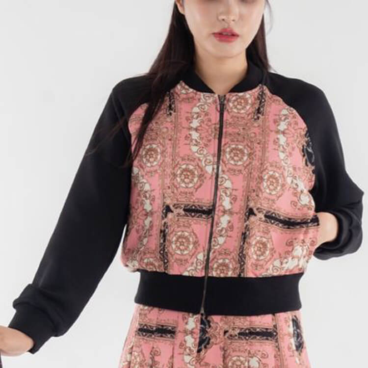 韓国ゴルフウェア スカーフ柄 MA-1 ジャケット アウター