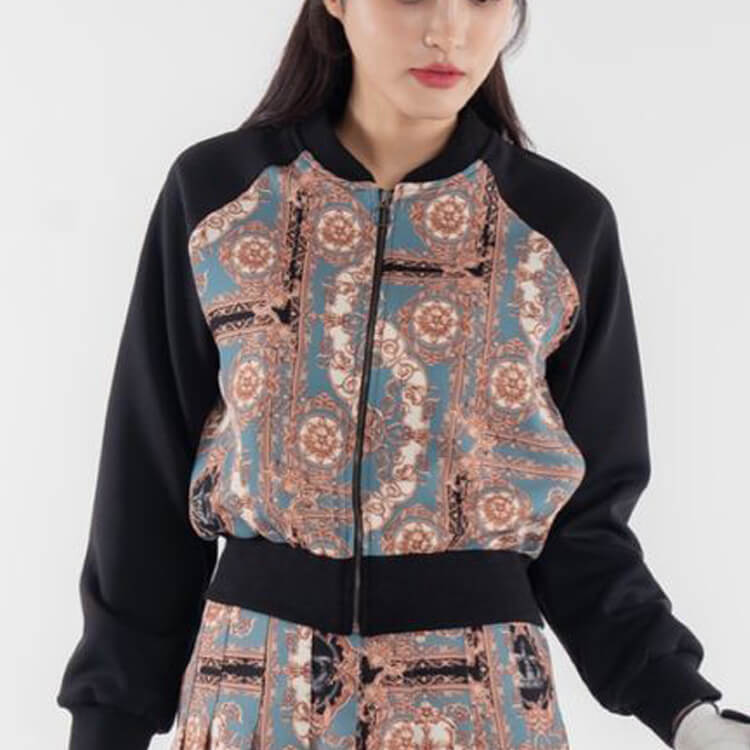 韓国ゴルフウェア スカーフ柄 MA-1 ジャケット アウター