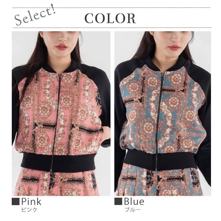 韓国ゴルフウェア スカーフ柄 MA-1 ジャケット アウター