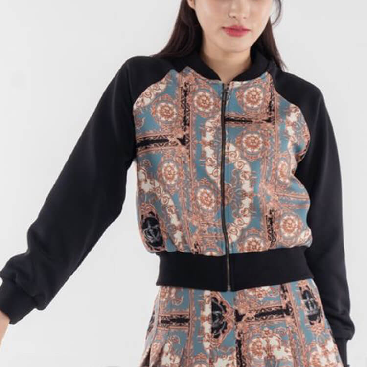 韓国ゴルフウェア スカーフ柄 MA-1 ジャケット アウター