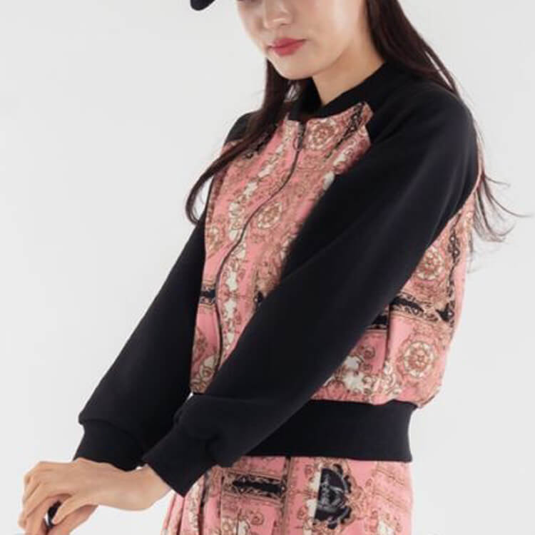 韓国ゴルフウェア スカーフ柄 MA-1 ジャケット アウター