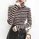 タートルネック ボーダー柄 長袖 ニット トップス