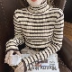 タートルネック ボーダー柄 長袖 ニット トップス