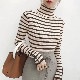 タートルネック ボーダー柄 長袖 ニット トップス