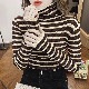 タートルネック ボーダー柄 長袖 ニット トップス