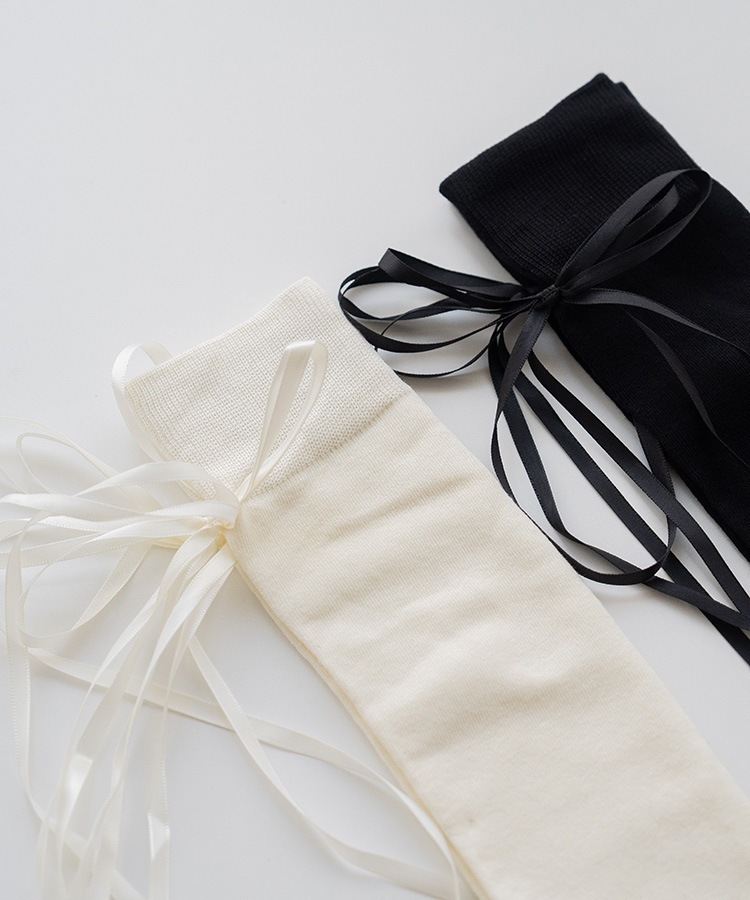 韓国ゴルフウェア バックリボン ハイソックス