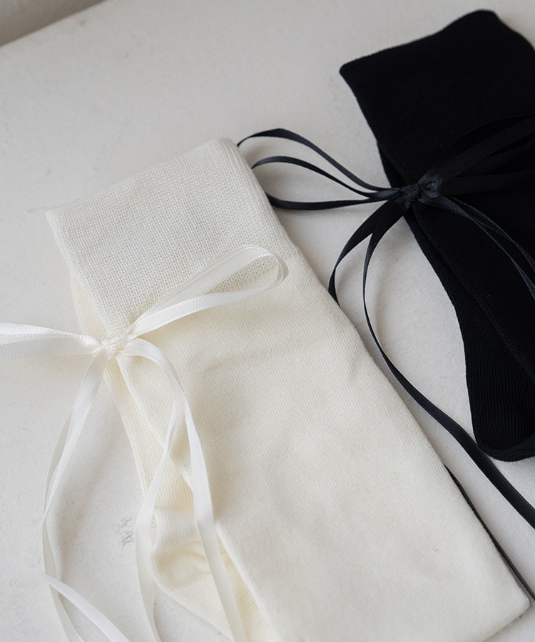 韓国ゴルフウェア バックリボン ハイソックス