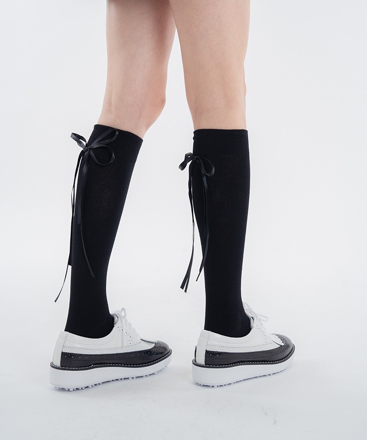 韓国ゴルフウェア バックリボン ハイソックス