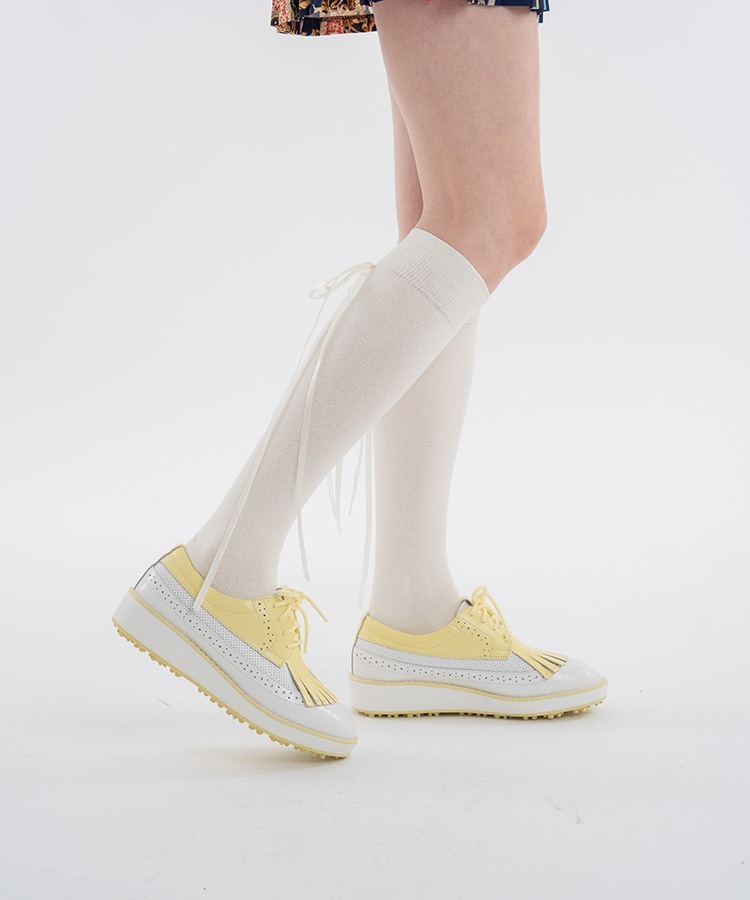 韓国ゴルフウェア バックリボン ハイソックス