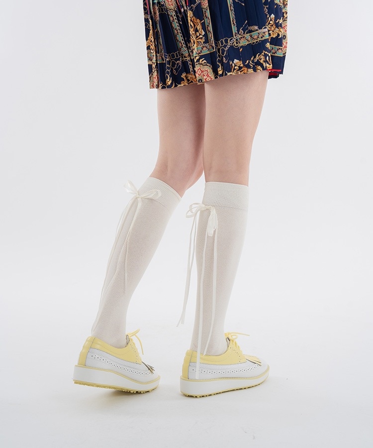 韓国ゴルフウェア バックリボン ハイソックス