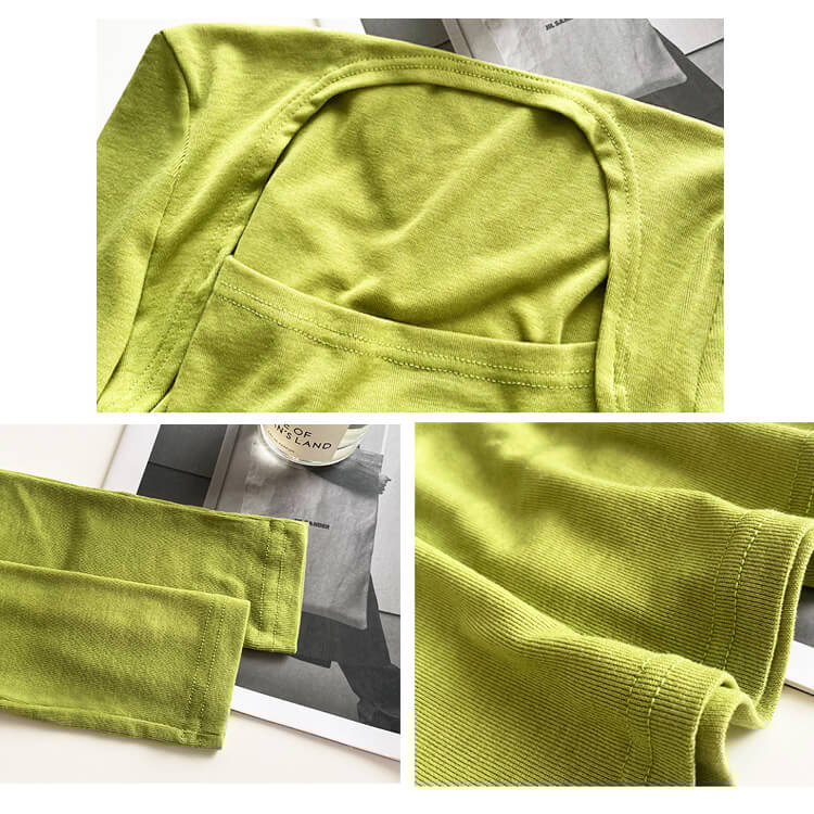 きれいめスクエアネック 長袖 タイトフィット Tシャツ