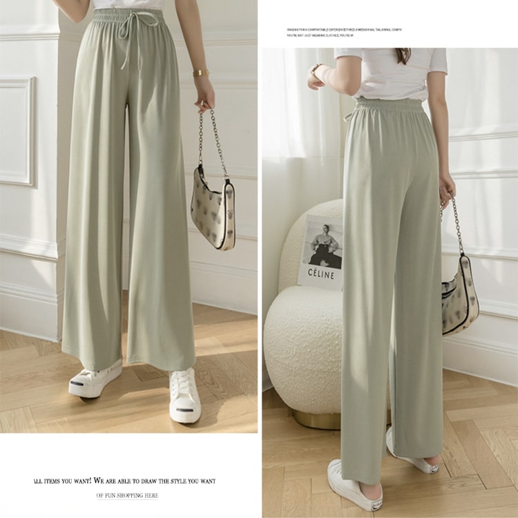 てろんと感 ロング丈 カジュアル ワイドパンツ