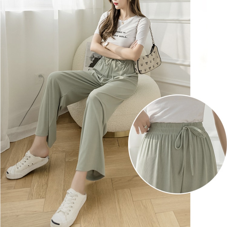 てろんと感 ロング丈 カジュアル ワイドパンツ