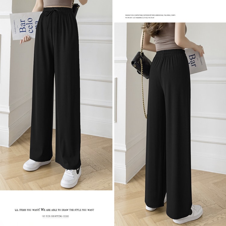 てろんと感 ロング丈 カジュアル ワイドパンツ