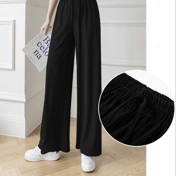 てろんと感 ロング丈 カジュアル ワイドパンツ
