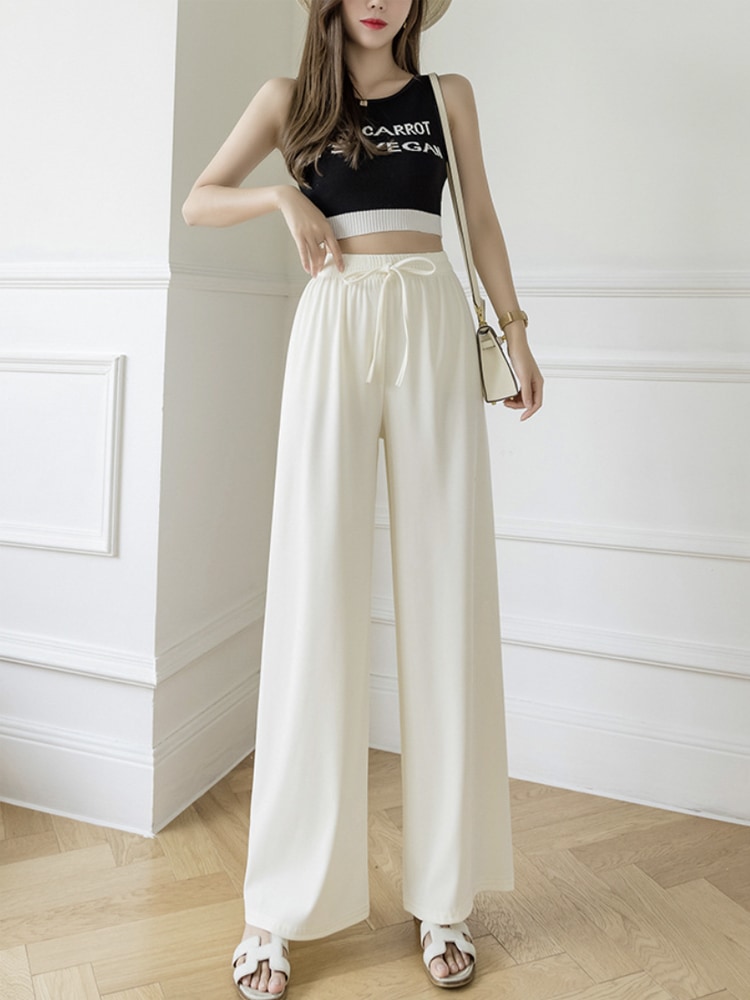 てろんと感 ロング丈 カジュアル ワイドパンツ