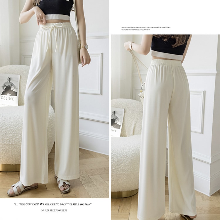 てろんと感 ロング丈 カジュアル ワイドパンツ