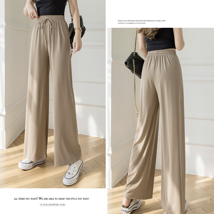 てろんと感 ロング丈 カジュアル ワイドパンツ