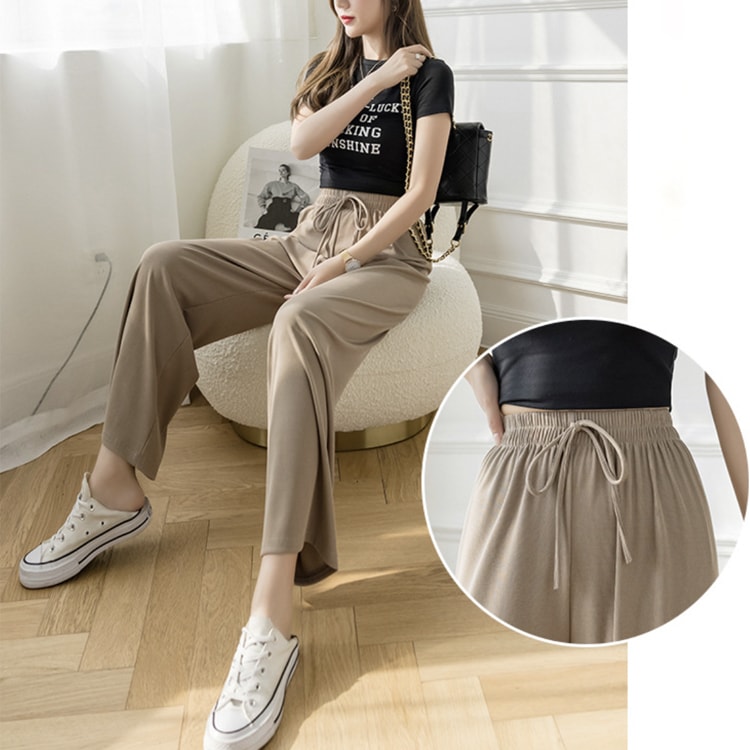 てろんと感 ロング丈 カジュアル ワイドパンツ