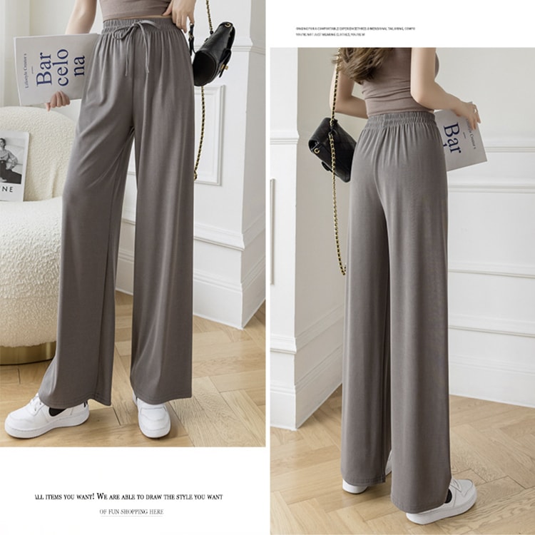 てろんと感 ロング丈 カジュアル ワイドパンツ