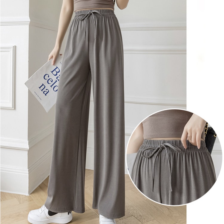 てろんと感 ロング丈 カジュアル ワイドパンツ